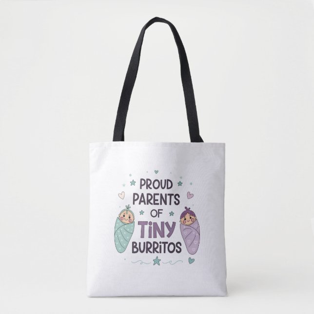 Bolsa Tote Proud Parents of Tiny Burritos Art (Frente)