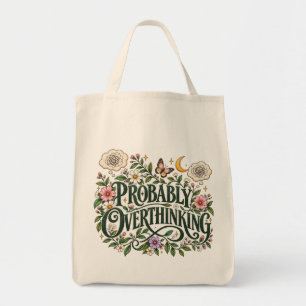 Bolsa Tote Provavelmente Pensando Demais Estética Botânica Fl