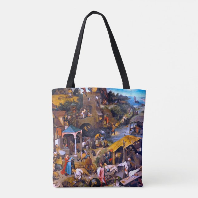 Bolsa Tote Provérbios Países Baixos, Pieter Bruegel, o Velho (Verso)