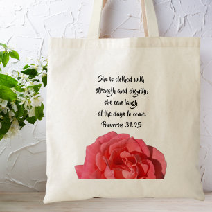 Bolsa Tote Proverbs 31:25 Bíblia Versa Personalizada