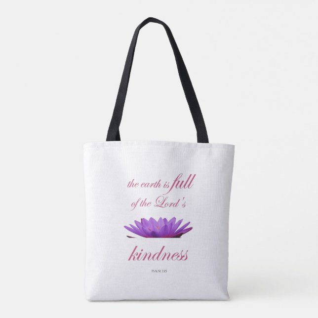 Bolsa Tote psalm 33 doçura roxa (Verso)