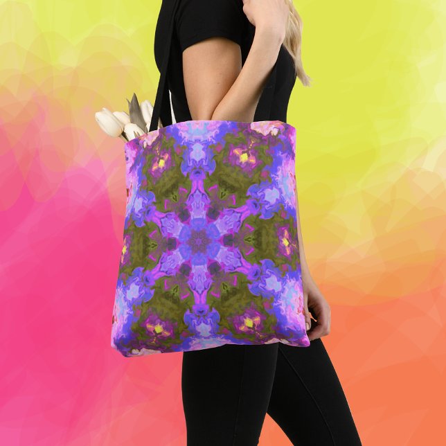 Bolsa Tote Psicodélica Flor Roxo e Azul (Criador carregado)