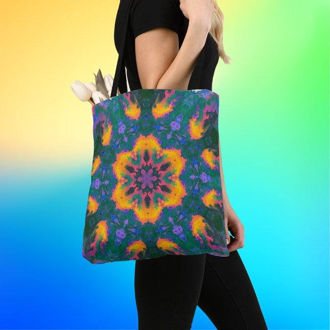 Bolsa Tote Psicodélico Hippie Laranja e Roxo (Criador carregado)