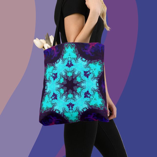 Bolsa Tote Psicodélico Mandala Flor Azul e Roxo (Criador carregado)