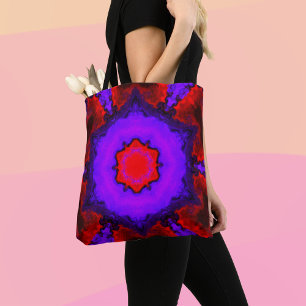 Bolsa Tote Psicodélico Púrpura e Vermelho