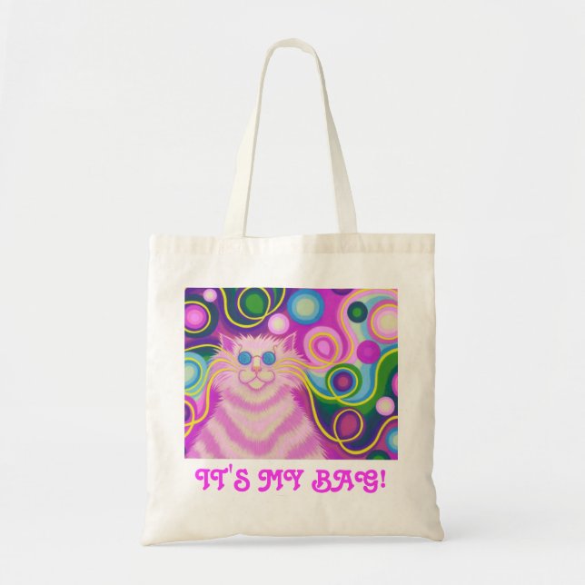 Bolsa Tote Psy-cat-delic Pink 'É minha bolsa!' tote saco (Frente)