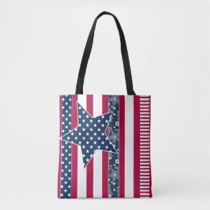 Bolsa Tote Ptriot americano tradicional bandeira cores marinh