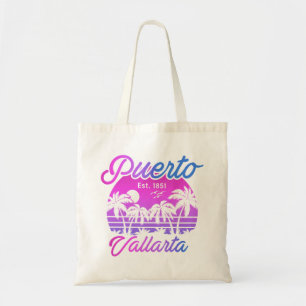 Bolsa Tote Puerto Vallarta Retro Sunset 80s Palm Trees
