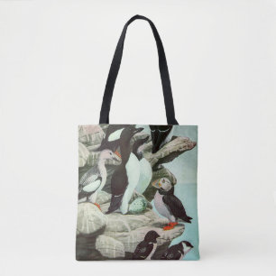 Bolsa Tote Puffins e Aves Aquáticas Antigas por Louis Fuertes