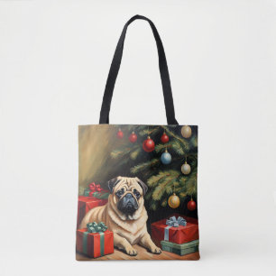 Bolsa Tote Pug celebra o Natal