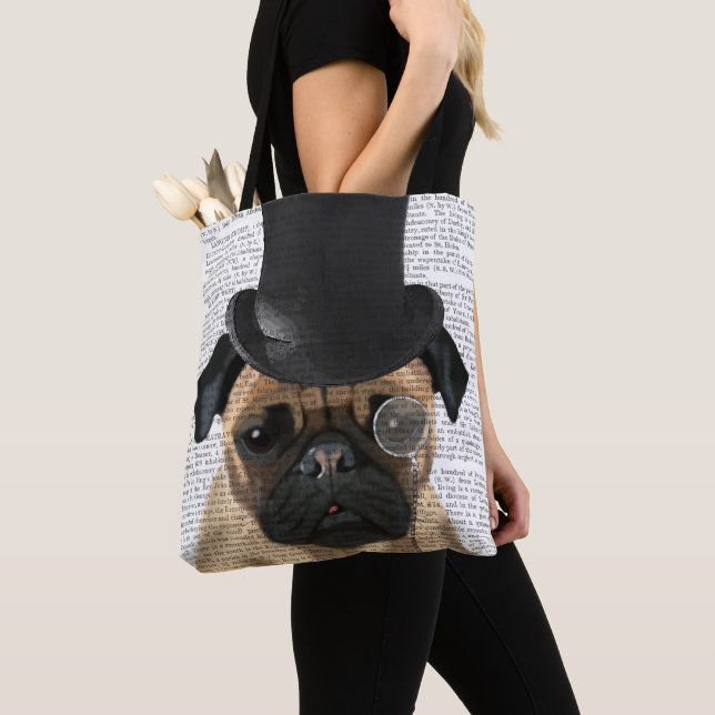 Bolsa Tote Pug, Chapéu Formal e Chapéu (Close Up)