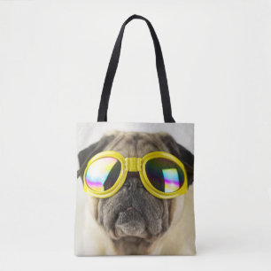 Bolsa Tote Pug com óculos