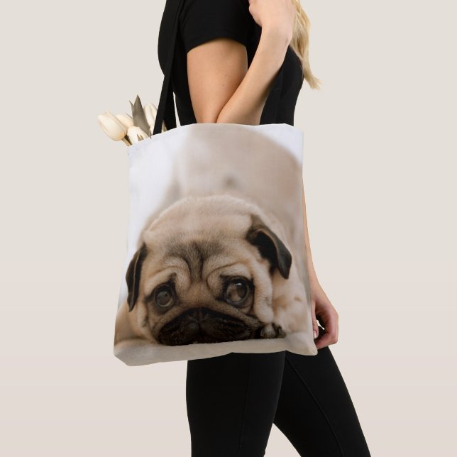 Bolsa Tote Pug da fêmea de Tan (Close Up)