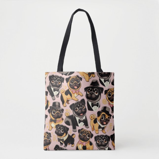 Bolsa Tote Pug de Cueca Sem Costura Retroativa (Frente)