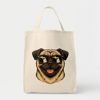 Bolsa Tote Pug de Michigan Usando Óculos de Sol