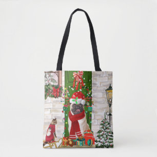 Bolsa Tote Pug Dog Christmas