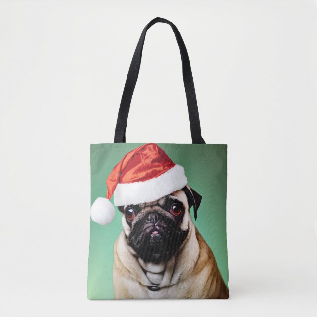 Bolsa Tote Pug Dog Christmas (Frente)