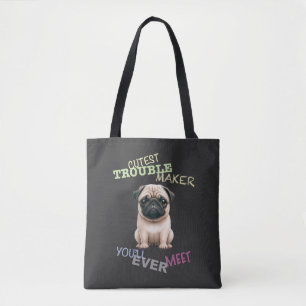 Bolsa Tote Pug Dog Cuttest Troubleshoot Maker Torto Adorável 