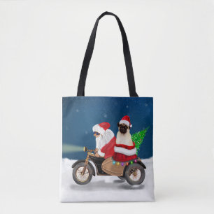 Bolsa Tote Pug Dog Natal Papai Noel