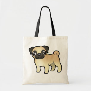Bolsa Tote Pug dos desenhos animados