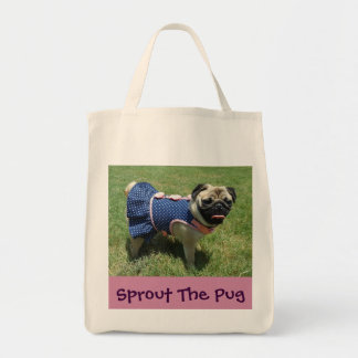 Bolsa Tote Pug em um vestido