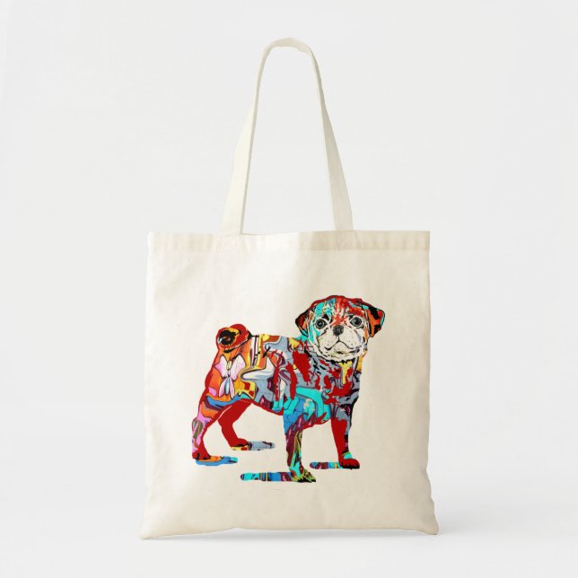 Bolsa Tote Pug grafite (Frente)