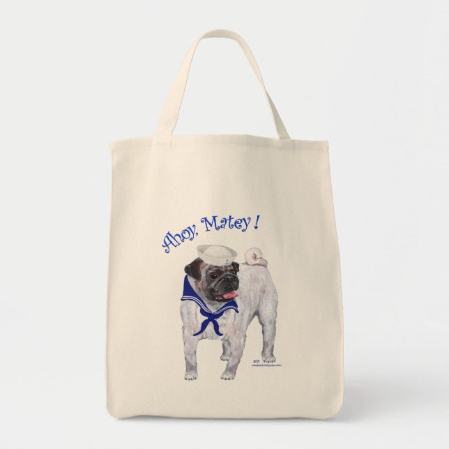 Bolsa Tote Pug Marinheiro (Frente)