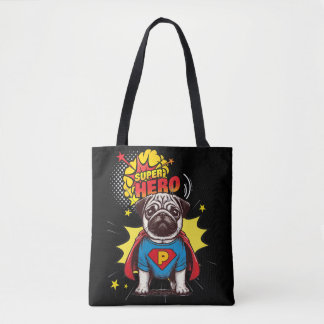 Bolsa Tote Pug Super Hero