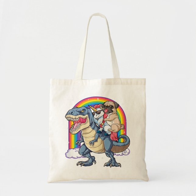 Bolsa Tote Pug Unicorn Dinossaur T Rex Kids (Frente)