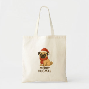 Bolsa Tote Pugmas Alegre Natalino Festivo Pug Fofo