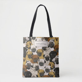 Bolsa Tote Pugs Grumpy / Cães Cute Cute Engraçados Engraçados