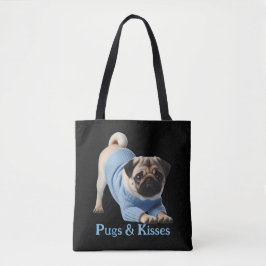Bolsa Tote Pugs & Kisses: Design Adorável de Pug-Themed