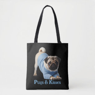 Bolsa Tote Pugs & Kisses: Design Adorável de Pug-Themed