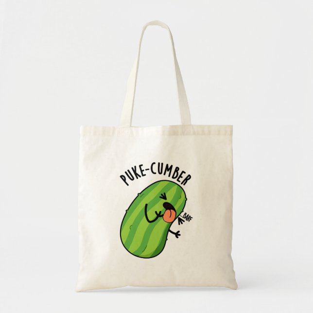 Bolsa Tote Puke-cumber Engraçado Pepino Pun (Frente)