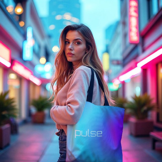 Bolsa Tote Pulso de Prism - Vídeo de Gradiente de Vaporwave (Vaporwave Gradient Tote. Carry a pulse of retro-futuristic color & modern style.)