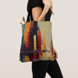 Bolsa Tote Pulso Urbano – Cidade Abstrata em Ritmo Vertical