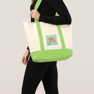 Bolsa Tote Pulverização Floral com Rosa de Aquarelas Aqua d