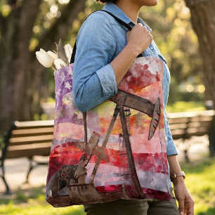 Bolsa Tote Pumpjack silhoucolor com bandeira americana