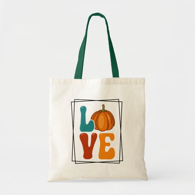 Bolsa Tote Pumpkin AMOR outono (Frente)