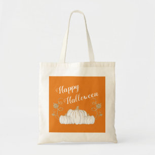 Bolsa Tote Pumpkin Branco Bonito Feliz Dia das Bruxas Laranja