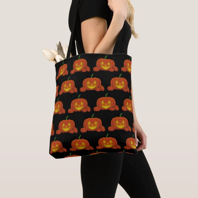 Bolsa Tote Pumpkin brilhante Jack-o'-Lanterna (Close Up)