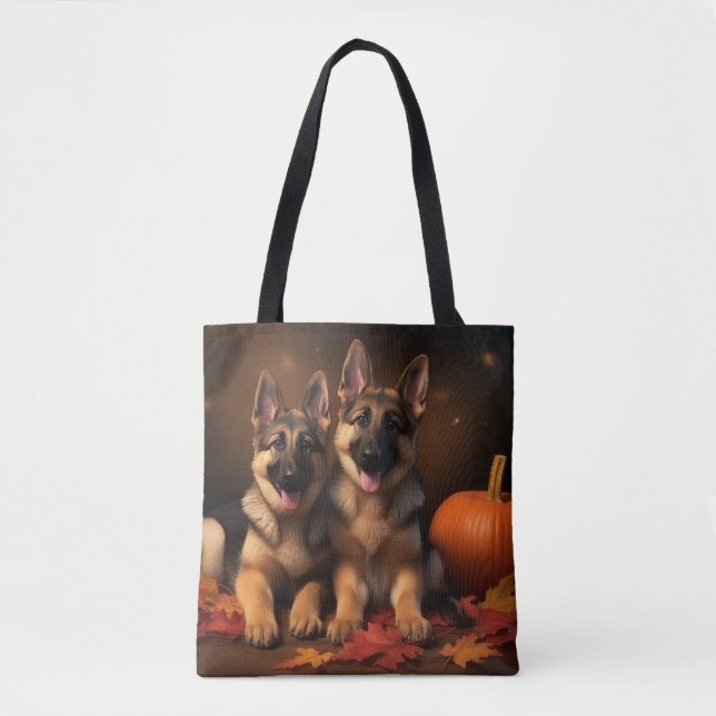 Bolsa Tote Pumpkin da Delícia de Outono de german shepherd (Frente)