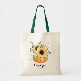 Bolsa Tote Pumpkin de Aquarela com Girassóis