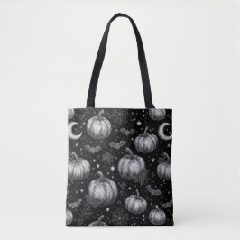 Bolsa Tote Pumpkin de Dia das Bruxas Preto e Branco, Bat, tei