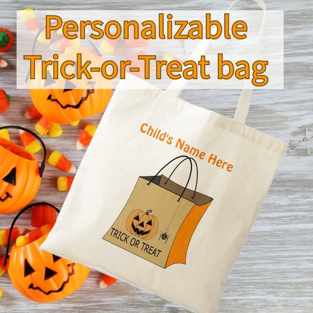 Bolsa Tote Pumpkin de Trick ou Trate Bag Halloween (Criador carregado)