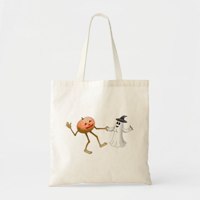 Bolsa Tote Pumpkin do Halloween e Fantasma (Frente)