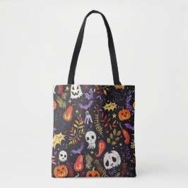Bolsa Tote Pumpkin e Padrões do Crânio