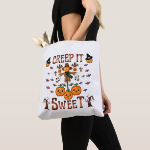 Bolsa Tote Pumpkin espantalho kawaii halloween arte de outono