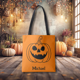 Bolsa Tote Pumpkin Face Jack O Lantern With Name