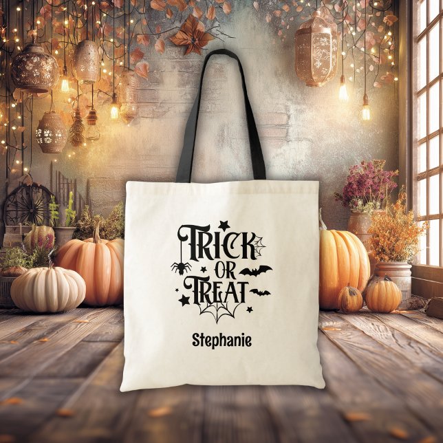 Bolsa Tote Pumpkin Face Jack O Lanterna Com Nome (Criador carregado)